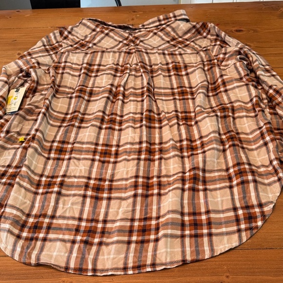 Terra & Sky Brown Plaid Button Down Shirt women’s 14w - Picture 7 of 12